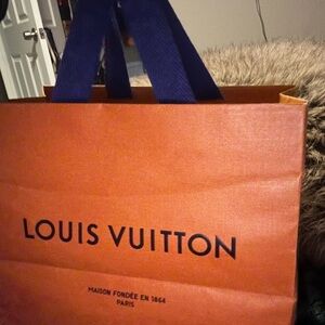 Louis Vuitton Tangerine Bag with Navy Handles